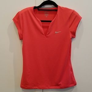 Nike Dri-Fit V-Neck Womans Color-Coral (Large)